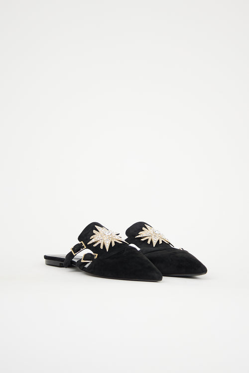 Roger Vivier Suede Mule Star Strass Flat