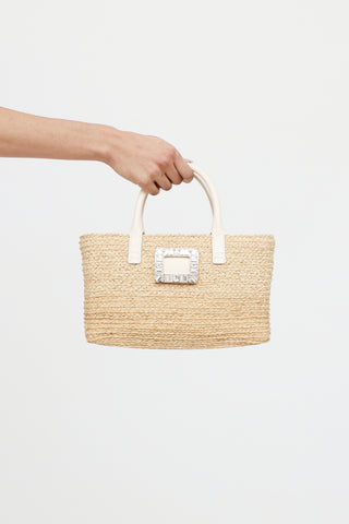 Roger Vivier Viv Skate Raffia Bag