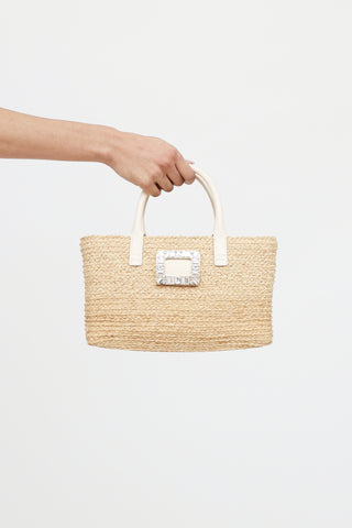 Roger Vivier Viv Skate Raffia Bag