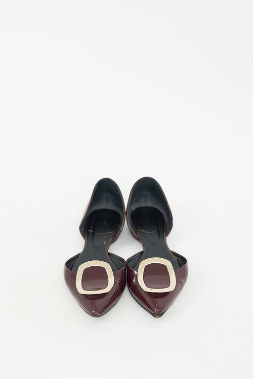 Roger Vivier Burgundy Patent Leather D'orsay Flat