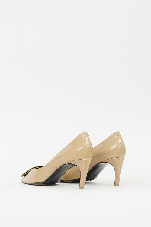 Roger Vivier Beige Patent Leather Trompette Buckle Pump