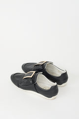 Roger Vivier Black Leather Bow Slip On Sneaker