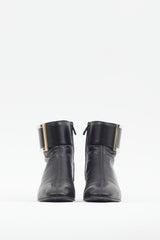 Roger Vivier Black Leather Buckle Ankle Boot
