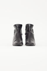 Roger Vivier Black Leather & Silver Buckle Ankle Boot