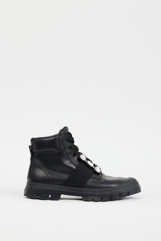 Roger Vivier Black Leather Walky Viv Embellished Boot