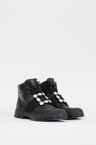 Roger Vivier Black Leather Walky Viv Embellished Boot