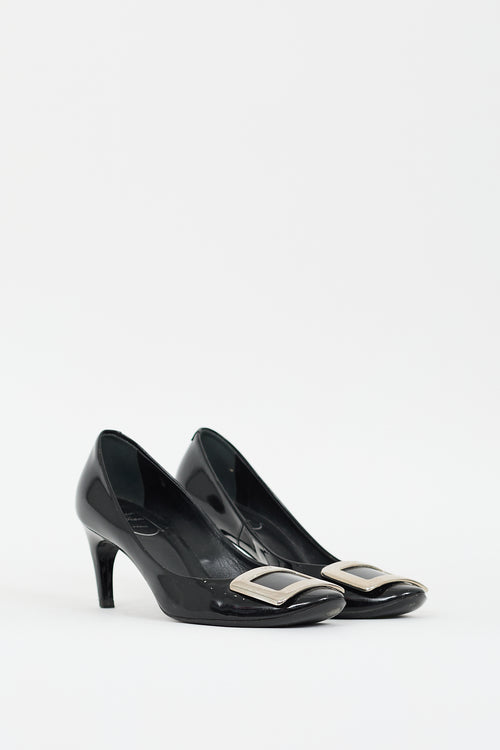 Roger Vivier Black Patent Leather Trompette Buckle Pump