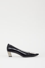 Roger Vivier Black & Silver Patent Belle Vivier Pump