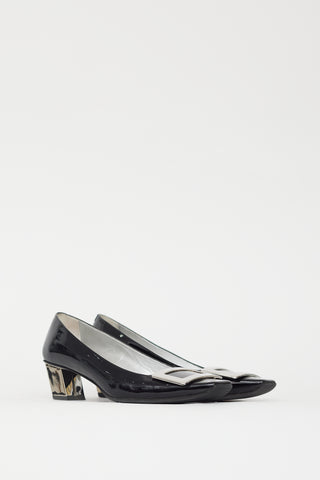 Roger Vivier Black & Silver Patent Belle Vivier Pump