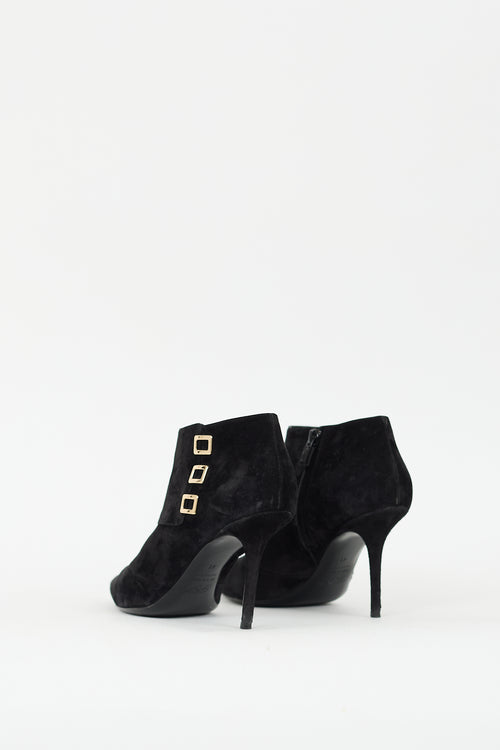 Roger Vivier Black Suede Pointed Toe Stiletto Boot