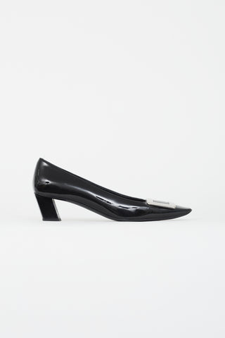 Roger Vivier Black & Silver Patent Belle Vivier Heel