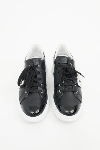 Roger Vivier Black Leather Buckle Sneaker
