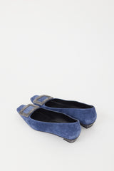 Roger Vivier Blue & Grey Suede Trompette  Flat
