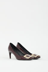 Roger Vivier Burgundy Patent Trompette Buckle Pump