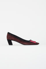 Roger Vivier Burgundy & Multicolour Belle Vivier Suede Heel