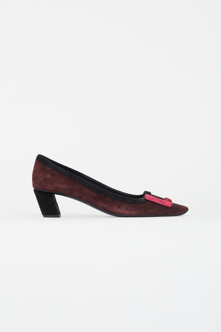 Roger Vivier Burgundy & Multicolour Belle Vivier Suede Heel