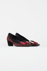 Roger Vivier Burgundy & Multicolour Belle Vivier Suede Heel