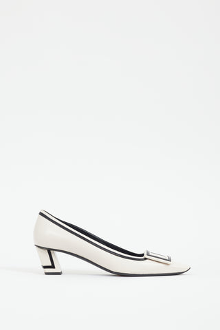 Roger Vivier Cream & Black Belle Vivier Heel