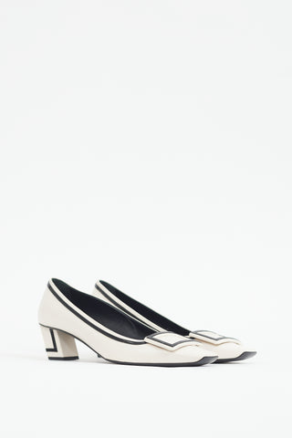 Roger Vivier Cream & Black Belle Vivier Heel
