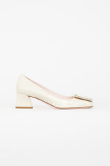 Roger Vivier Cream Patent Très Vivier Heel