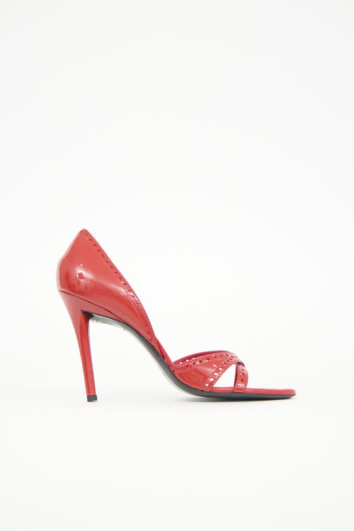 Roger Vivier Patent Perforated Trim Sandal