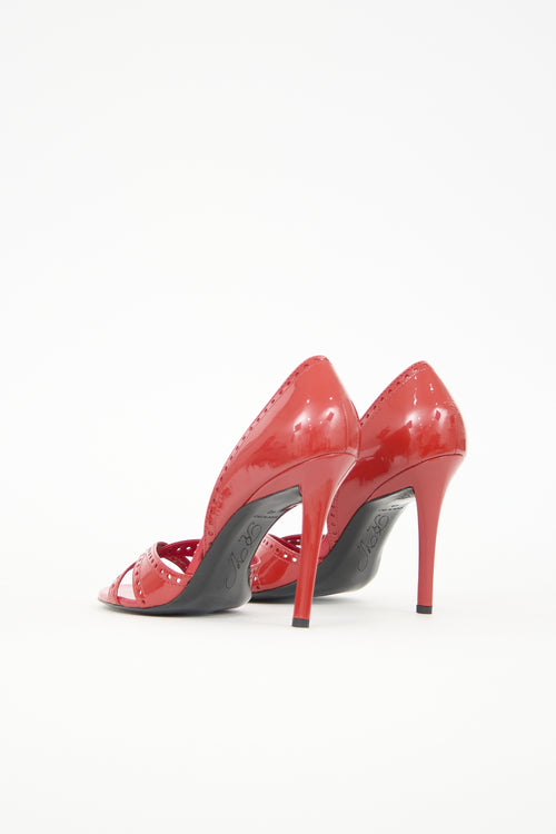 Roger Vivier Patent Perforated Trim Sandal