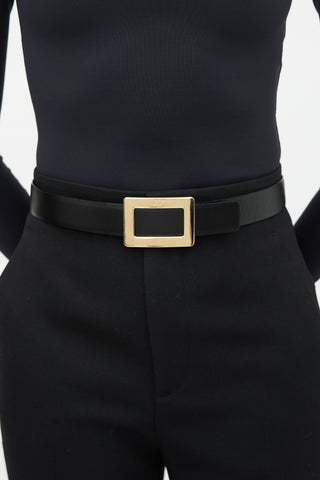 Roger Vivier Leather Reversible Belle Vivier Belt