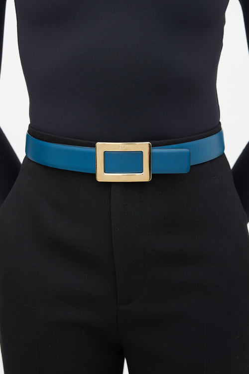 Roger Vivier Leather Reversible Belle Vivier Belt