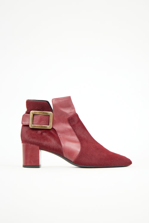 Roger Vivier Leather & Hair Buckle Boot