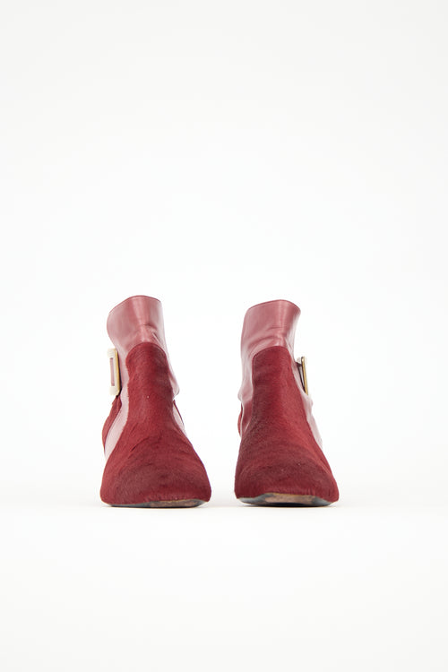 Roger Vivier Leather & Hair Buckle Boot