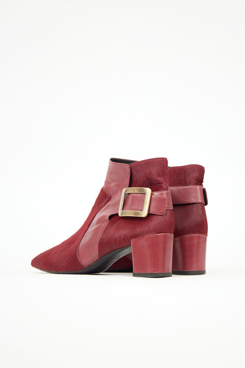 Roger Vivier Leather & Hair Buckle Boot