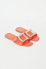 Roger Vivier Orange & Silver Buckled Bikiviv' Sandal