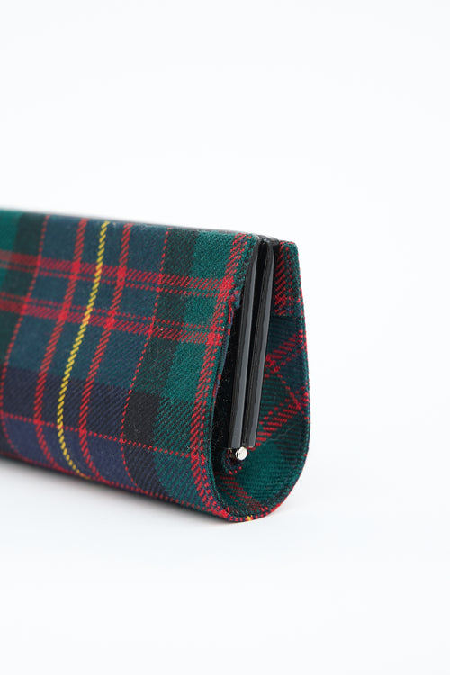 Roger Vivier Plaid Pilgrim Buckle Tube Clutch