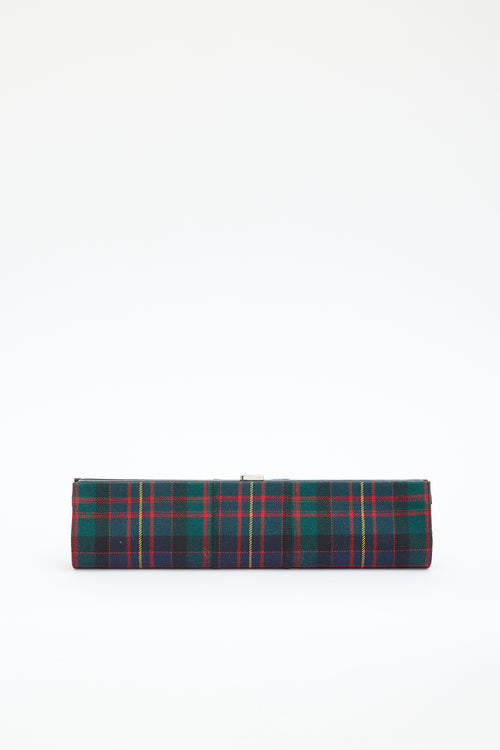 Roger Vivier Plaid Pilgrim Buckle Tube Clutch