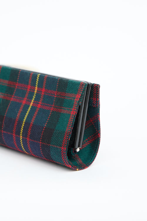 Roger Vivier Plaid Pilgrim Buckle Tube Clutch