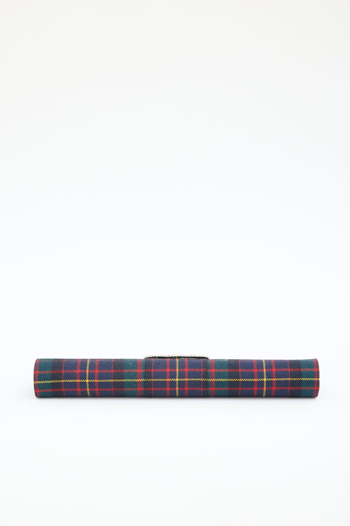 Roger Vivier Plaid Pilgrim Buckle Tube Clutch