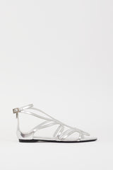 Roger Vivier Silver Leather Strappy Sandal
