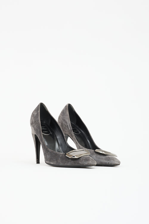 Roger Vivier Suede Belle Vivier Trompette Pump