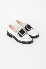 Roger Vivier White Patent Embellished Viv' Ranger Loafer