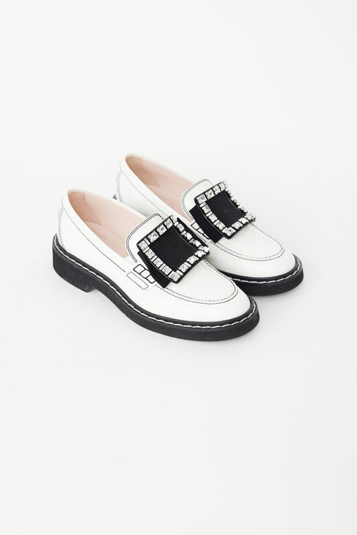 Roger Vivier White Patent Embellished Viv' Ranger Loafer