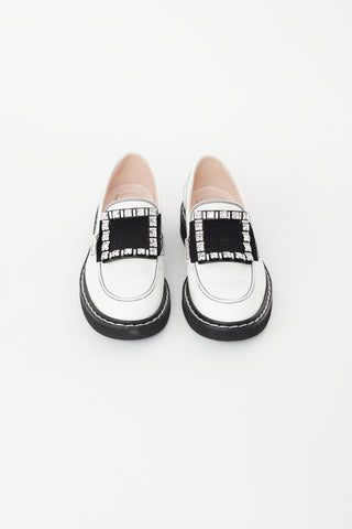 Roger Vivier White Patent Embellished Viv' Ranger Loafer