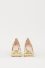 Roger Vivier FW 2022 Yellow Satin Jewel Buckle Pump