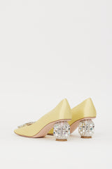 Roger Vivier FW 2022 Yellow Satin Jewel Buckle Pump