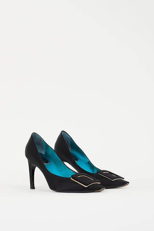 Roger Vivier Black Satin Belle Vivier Pump