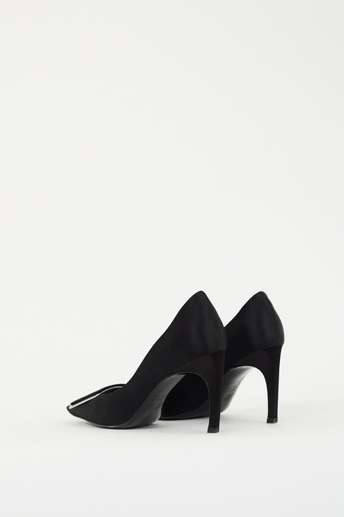 Roger Vivier Black Satin Belle Vivier Pump