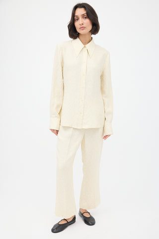 Róhe Cream Woven Shirt & Trousers Co-ord Set