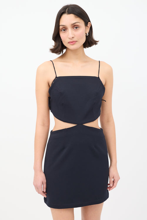 Rokh Navy Cutout Mini Dress