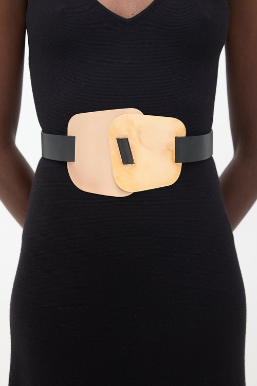 Roksanda Black Leather & Bronze Statement Belt