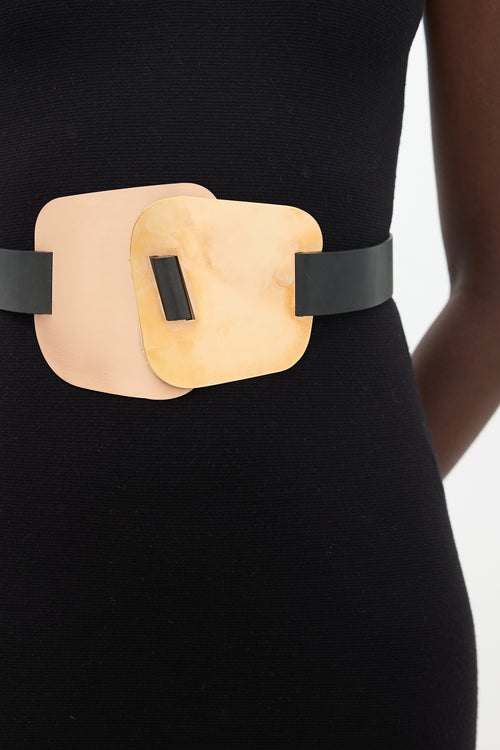 Roksanda Black Leather & Bronze Statement Belt