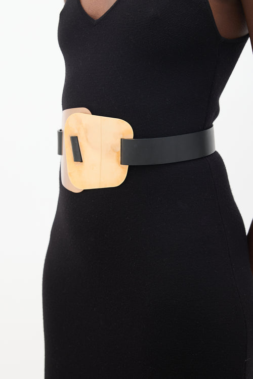 Roksanda Black Leather & Bronze Statement Belt